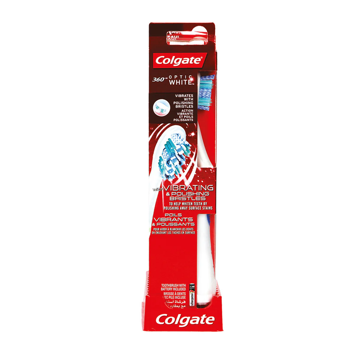 360°® Optic White Sonic Powered Battery Toothbrush