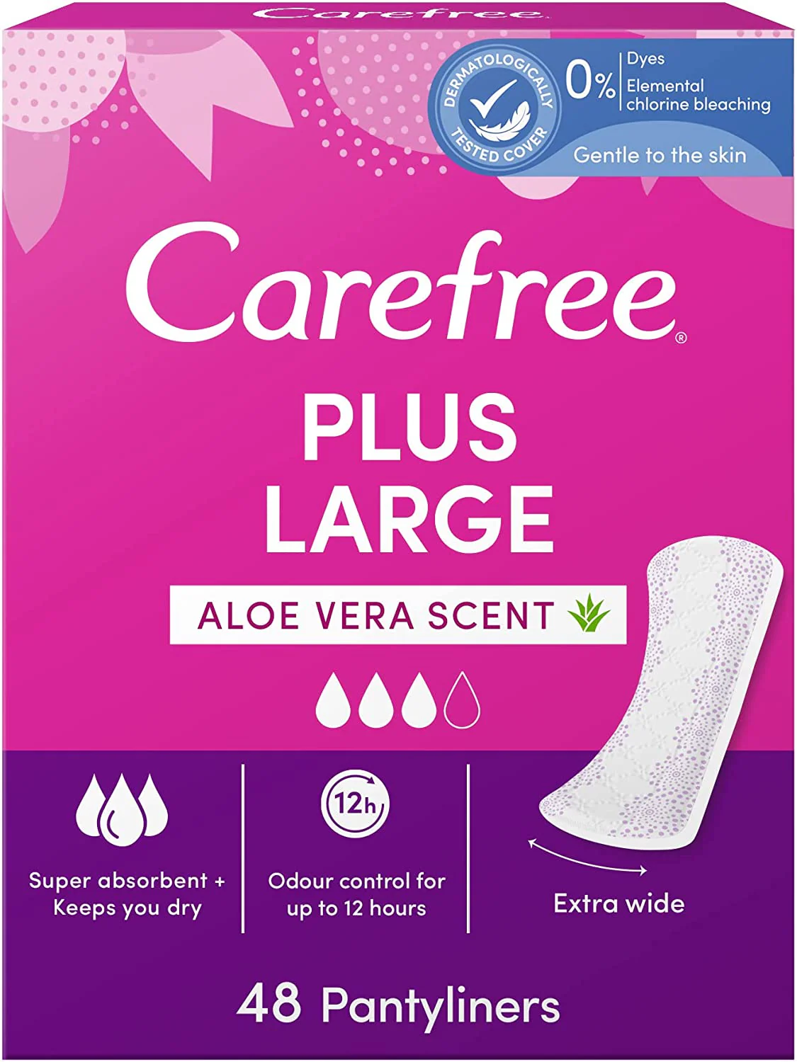 Carefree Panty Liners Plus Large Aloe 48pcs - 33% OFF