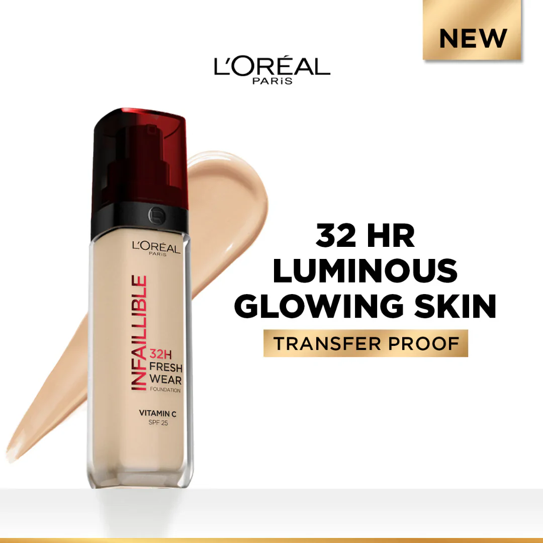 L’Oréal Paris Makeup Infaillible 32H Freshwear Liquid Foundation, Vitamin C, SPF25L’Oréal Paris Makeup Infaillible 32H Freshwear Liquid Foundation, Vitamin C, SPF25 - 250 Sable Eclat/R - Image 3